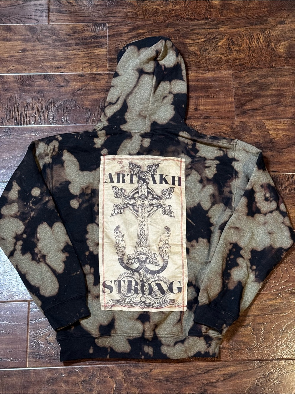 NWT The Nu Vintage Acid Wash Tie Dye "Artsakh Strong" Patchwork Size Small